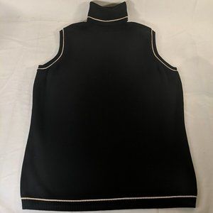 Mantles Black Knit Sweater Vest Top Shirt Turtleneck Sleevelesss Womens Medium M